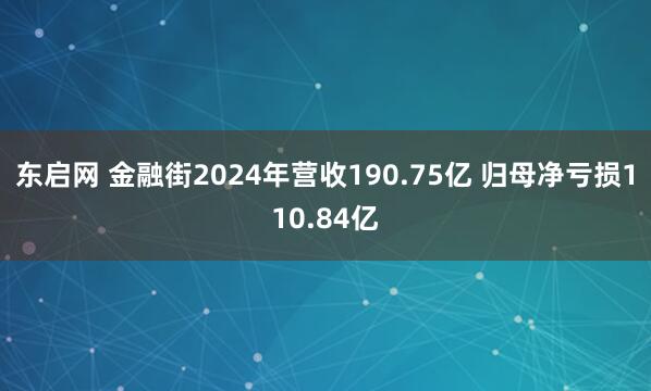 东启网 金融街2024年营收190.75亿 归母净亏损110.84亿