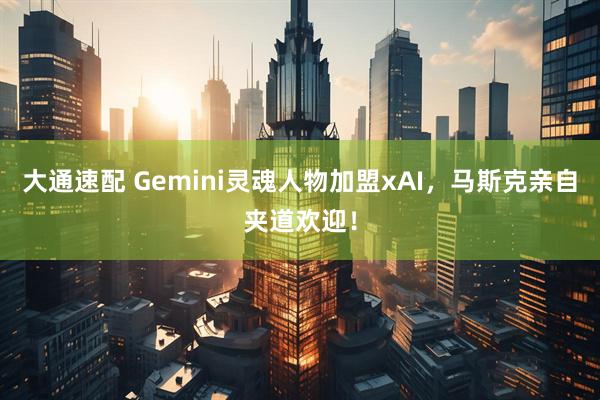 大通速配 Gemini灵魂人物加盟xAI，马斯克亲自夹道欢迎！